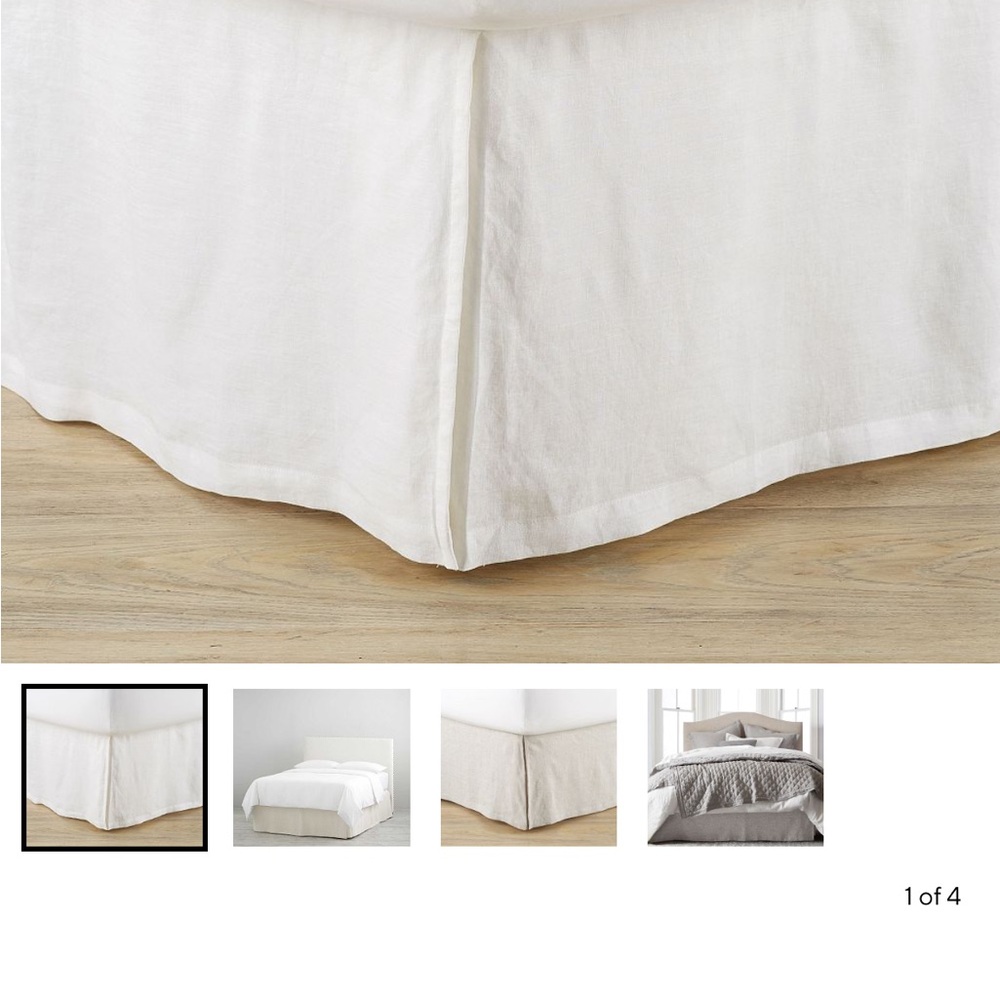 Pottery Barn Basic White Linen Bed Skirt